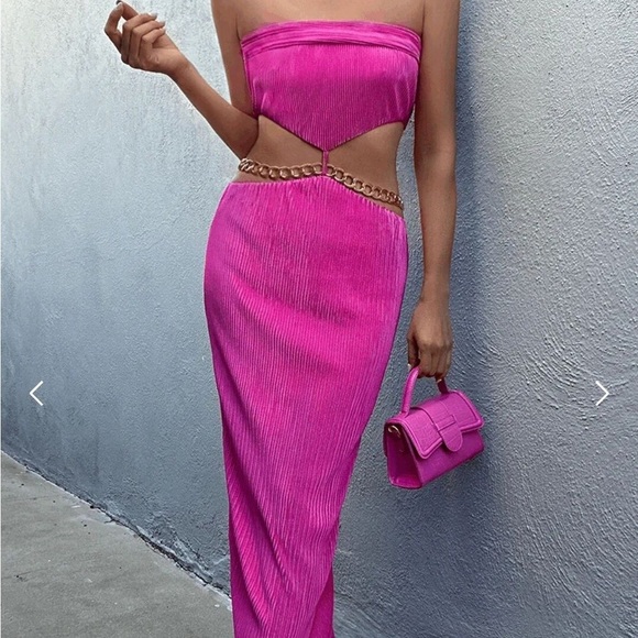 Runaway the label ash Pink Strapless Cutout plisse Dress - Picture 1 of 2